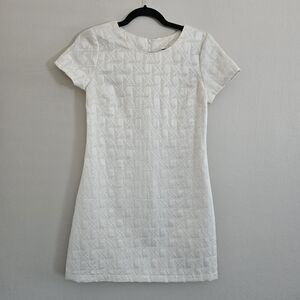 Xhilaration White Textured Shift Dress Cotton Geometric Cross Square SP Small